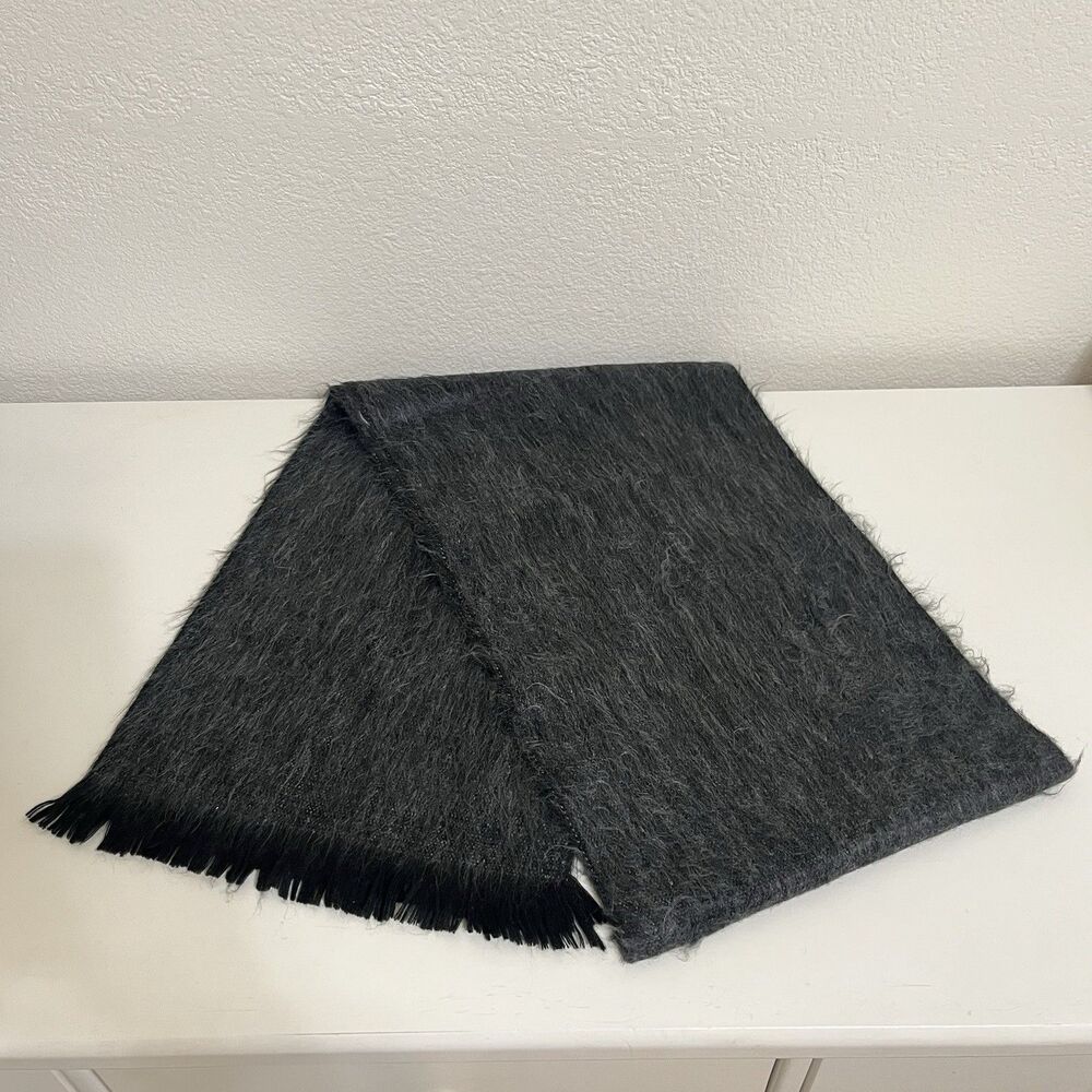 Shupaca Alpaca Blend Scarf Handmade in Eucador Black 76" x 11.5"
